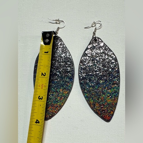 Iridescent Leaf Earrings - Picture 2 of 3
